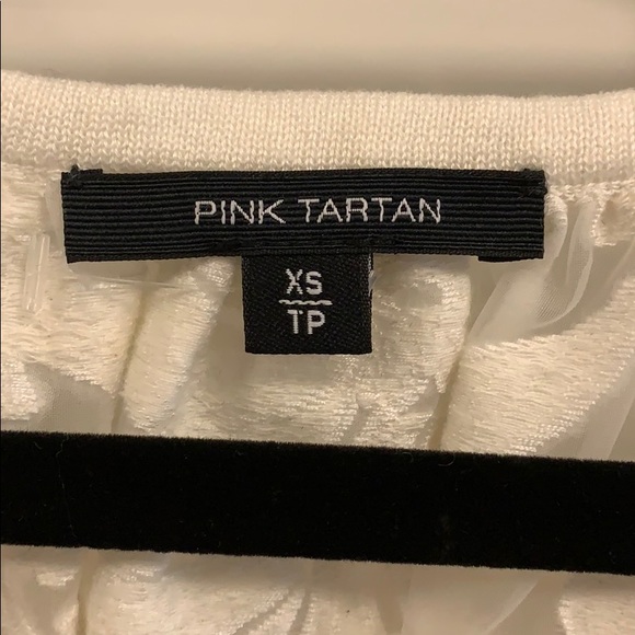 Pink Tartan sheer flocked back cardigan - Picture 3 of 4